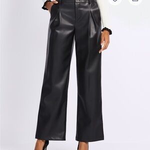 Black Faux Leather Wide-Leg Pants